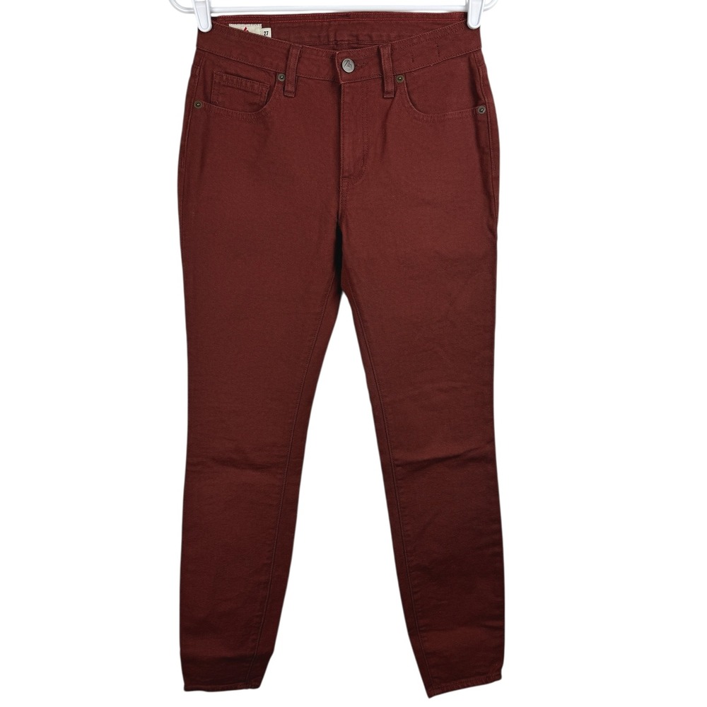 American Giant Women's Roughneck‎ Skinny Jeans 27x29 Red Stretch Canvas USA Made